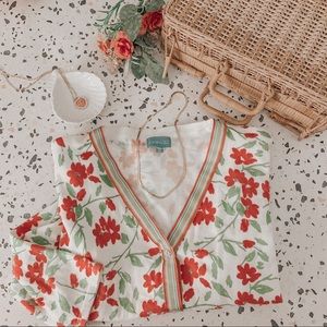 Vintage Cottagecore Green + Pink Cardigan SZ XL